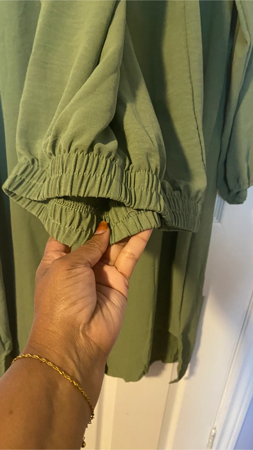 Olive Green Midi Dress with Collar - photo 4