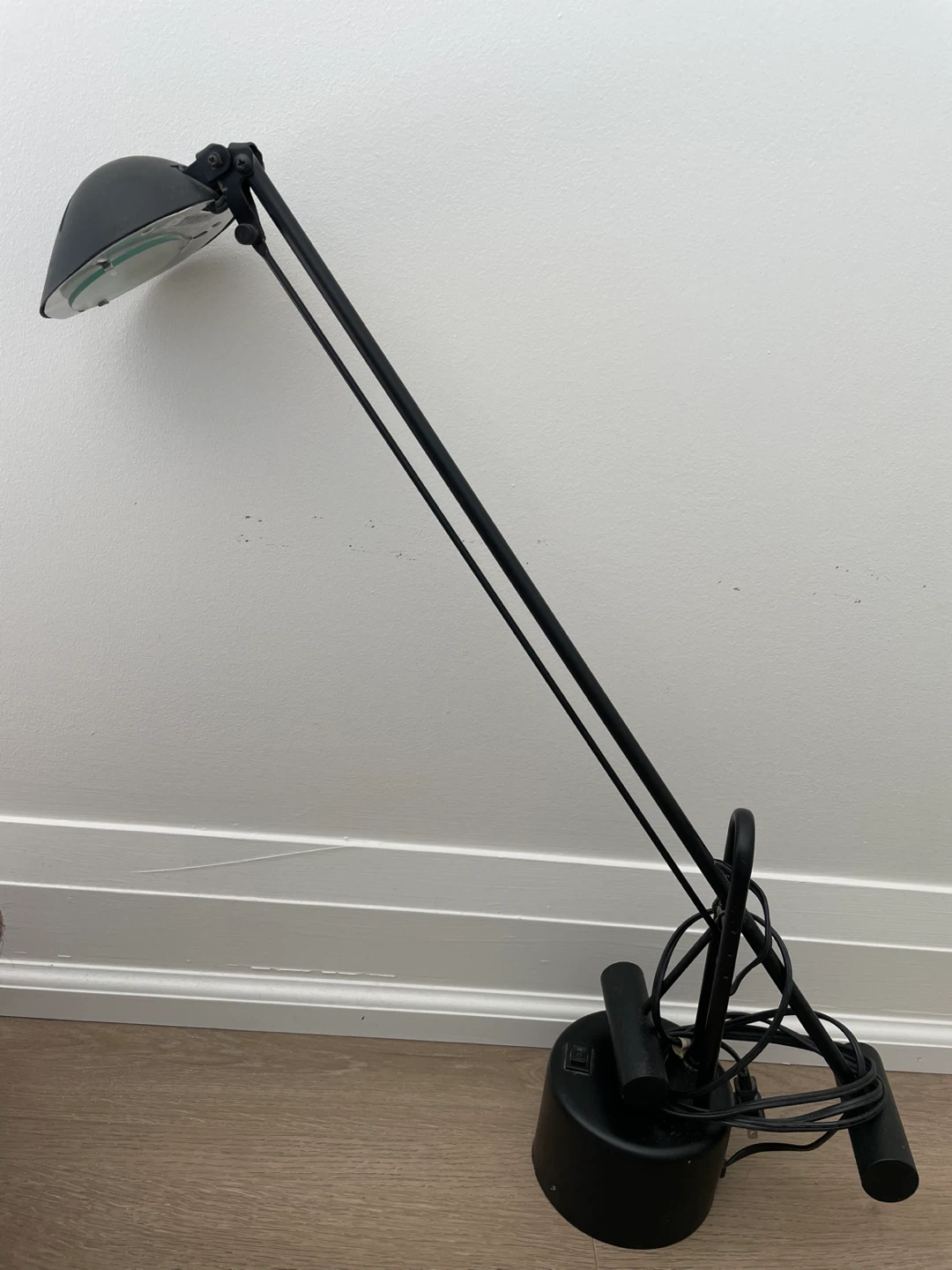 Adjustable Black Desk Lamp and gold framed mirror