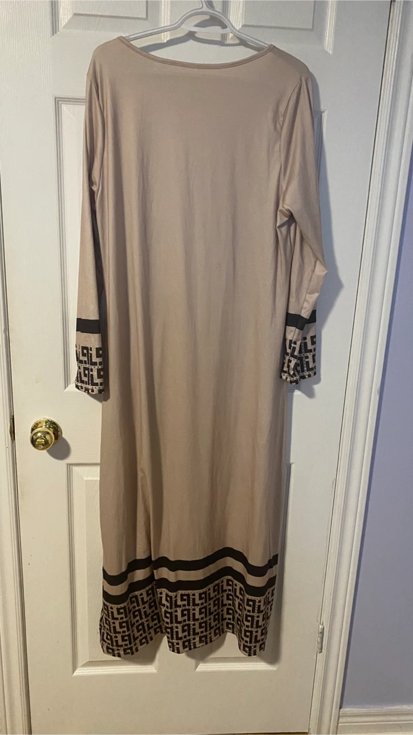 Women's Beige Long Sleeve Maxi Dress