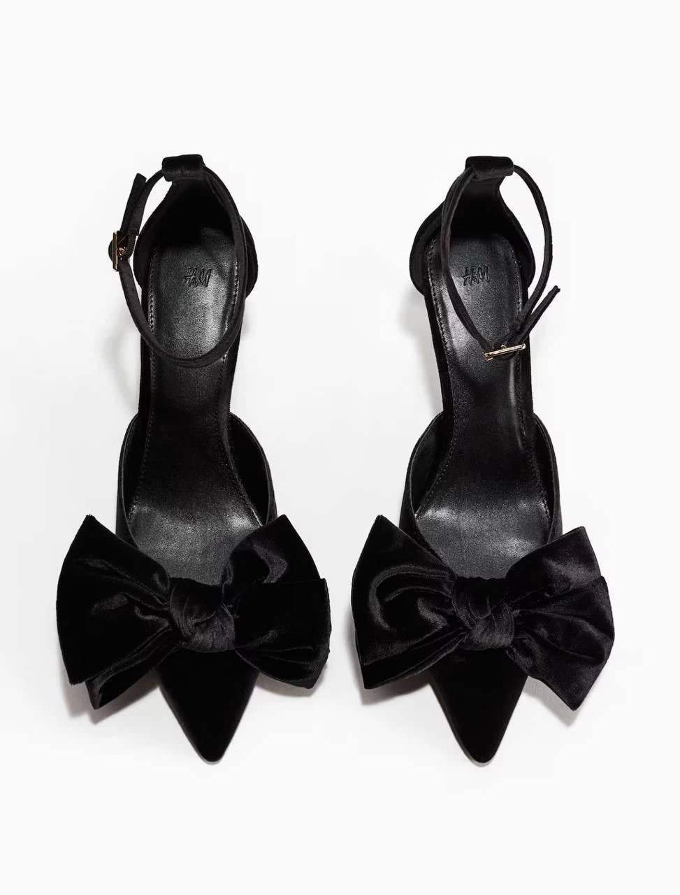 H&M Black Velvet Heels with Bow – Size 11 - photo 3