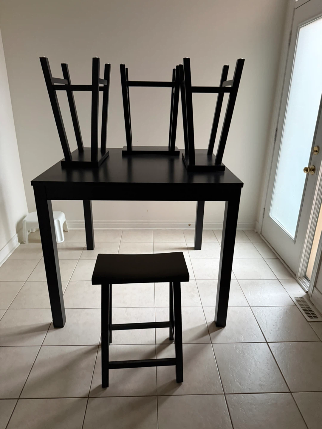 Black Dining Table with 4 Stools