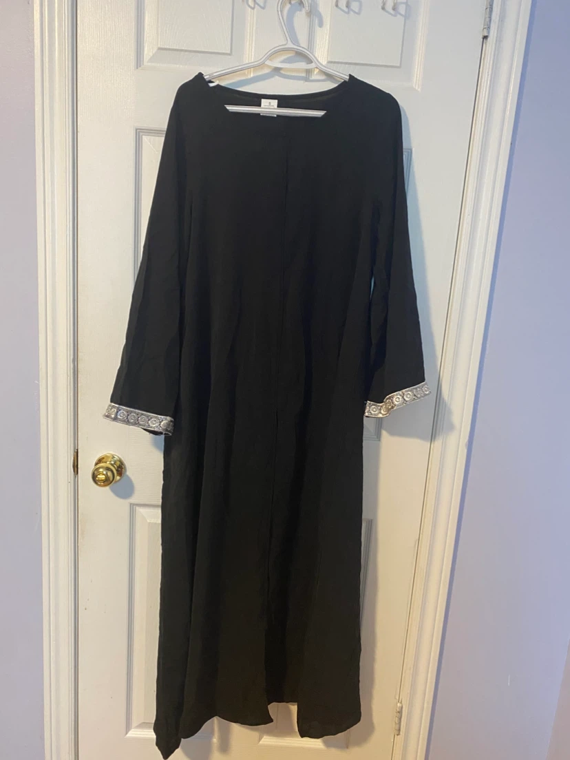 Black Polyester Dress with Tassel Accent - Size S