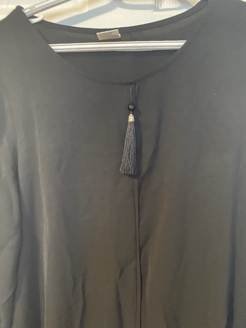 Black Polyester Dress with Tassel Accent - Size S - photo 4
