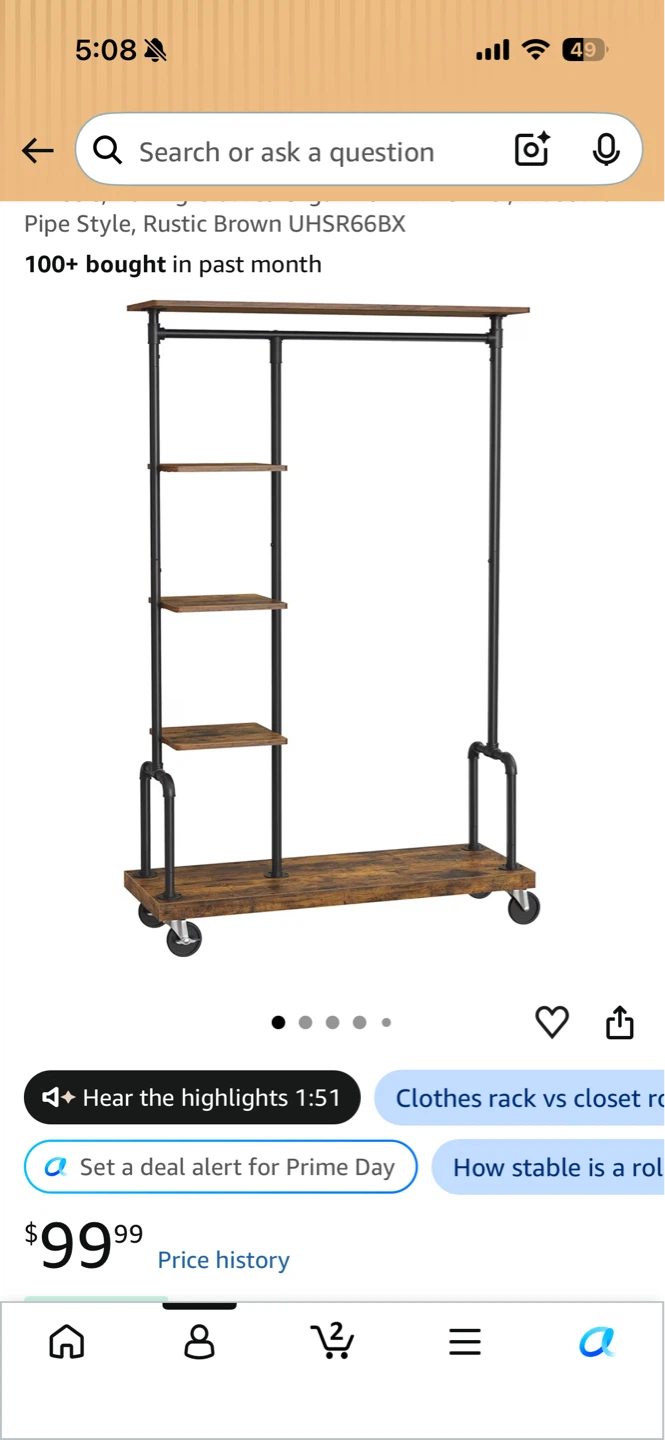 Clothing rack with shelves