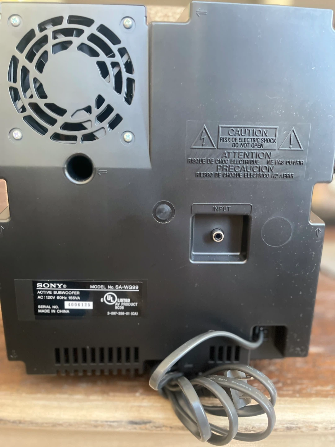 Sony SA-WG99 Active Subwoofer - photo 4
