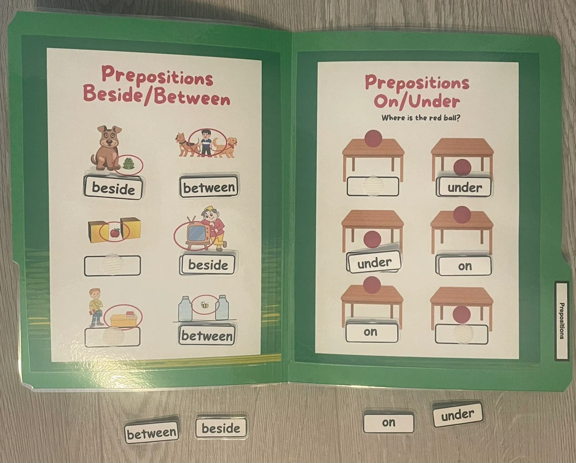 Prepositions File Folder Activity: On/Under, Beside/Between   $7