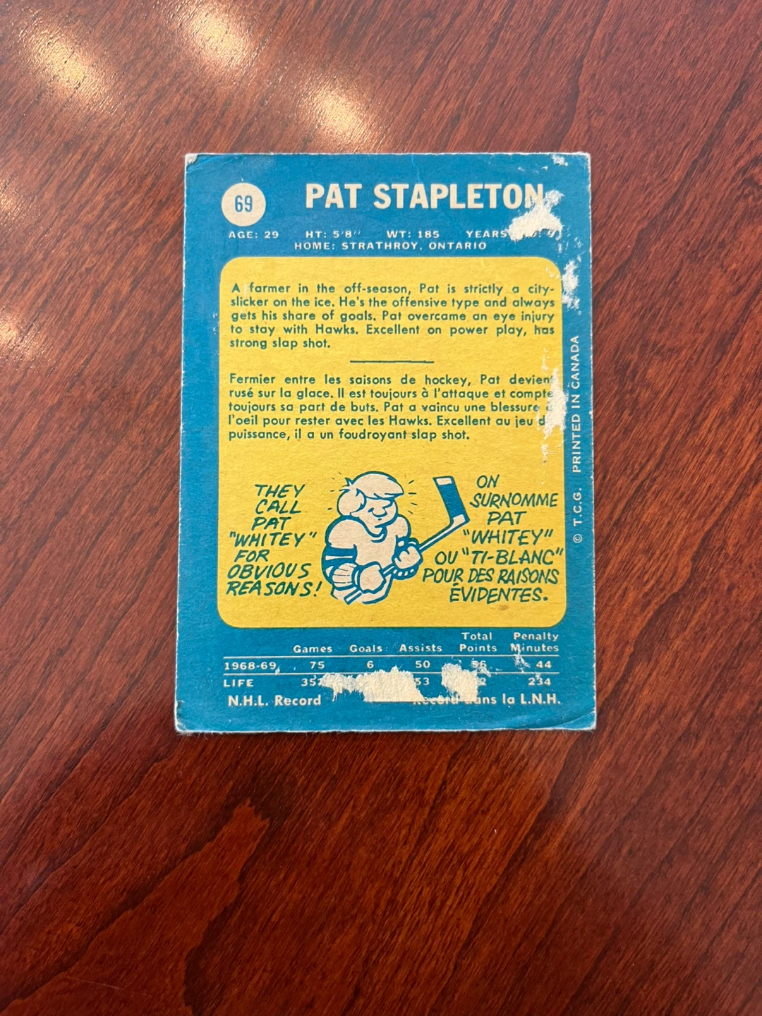 1969 O-PEE-CHEE 69 PAT STAPLETON - photo 2