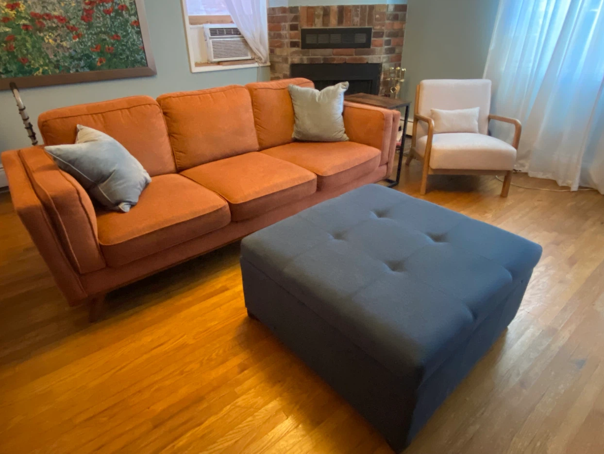 Upholstered Ottoman-Dark Blue