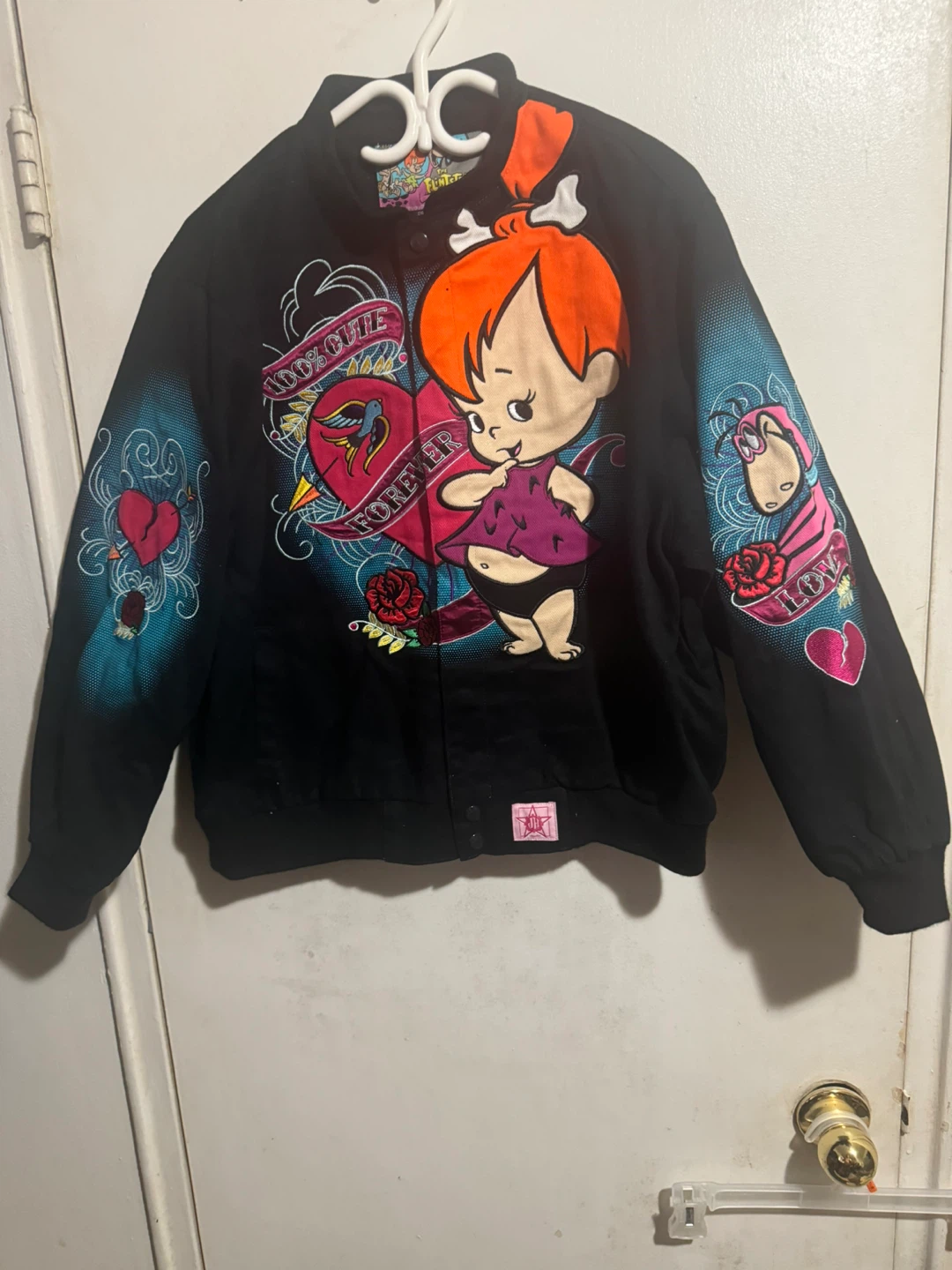 Black Jacket with The Flintstones Cartoon Graphic