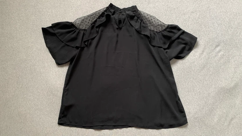 2XL Black Mesh Dot Ruffle Top - photo 2
