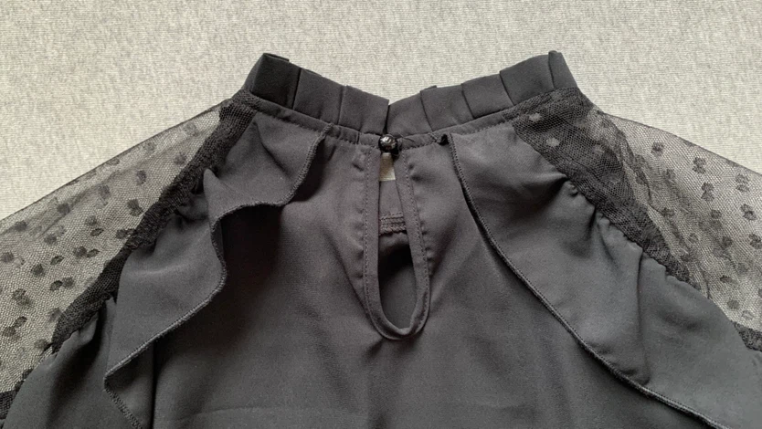 2XL Black Mesh Dot Ruffle Top - photo 3