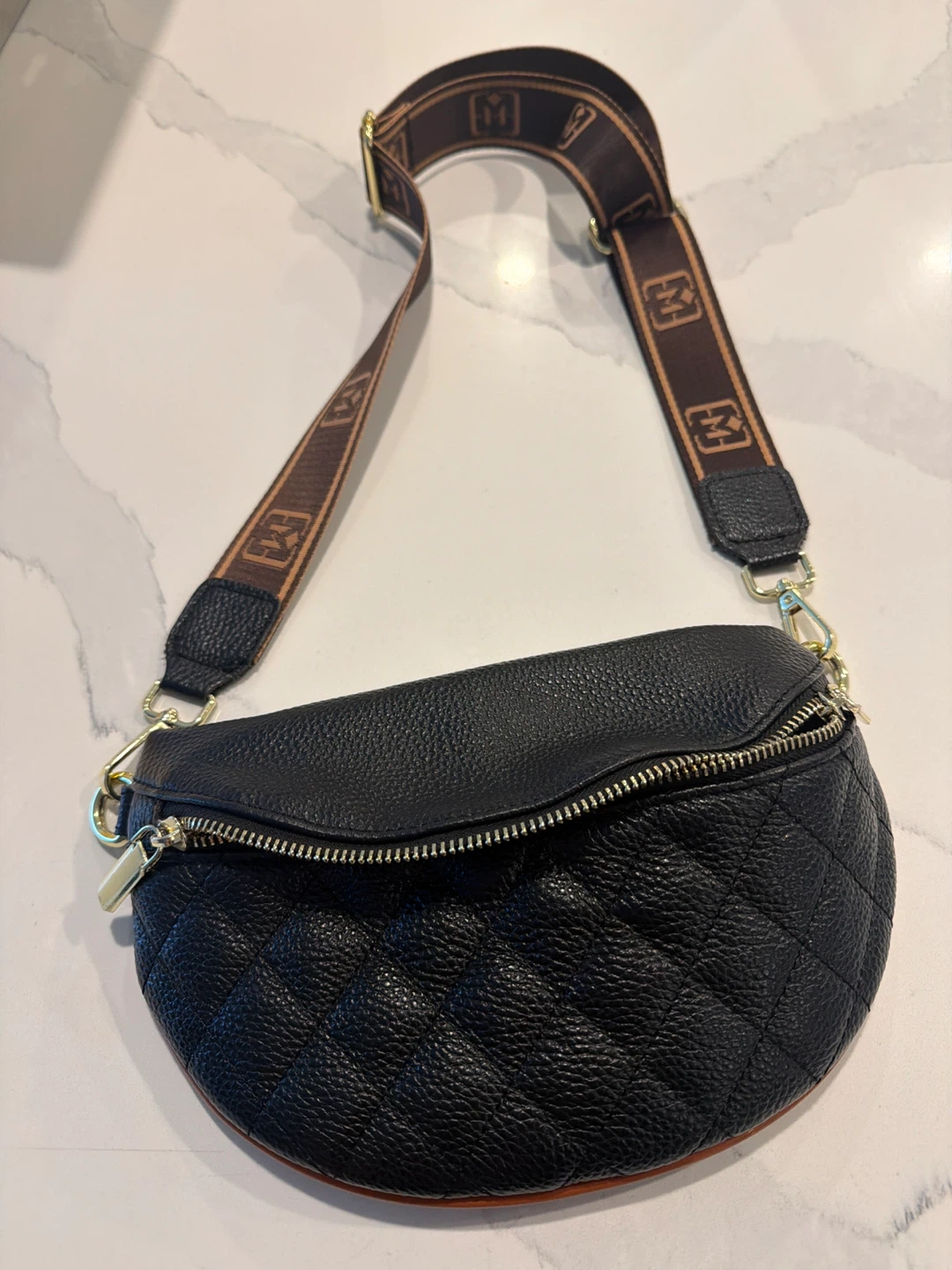 Black Quilted Fanny Pack