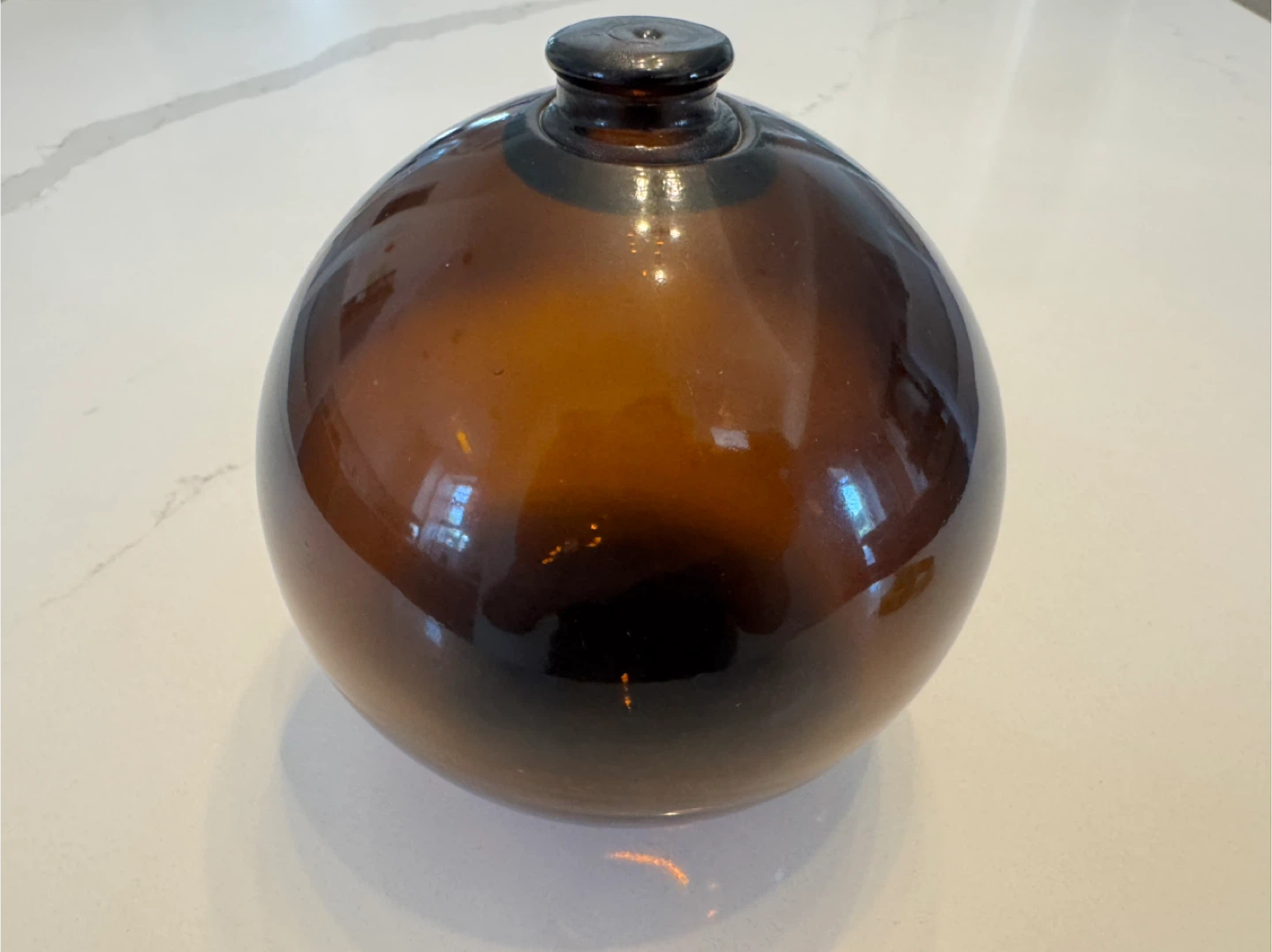 Vintage 6” Dark Amber Glass Fish Net Float Ball - photo 2