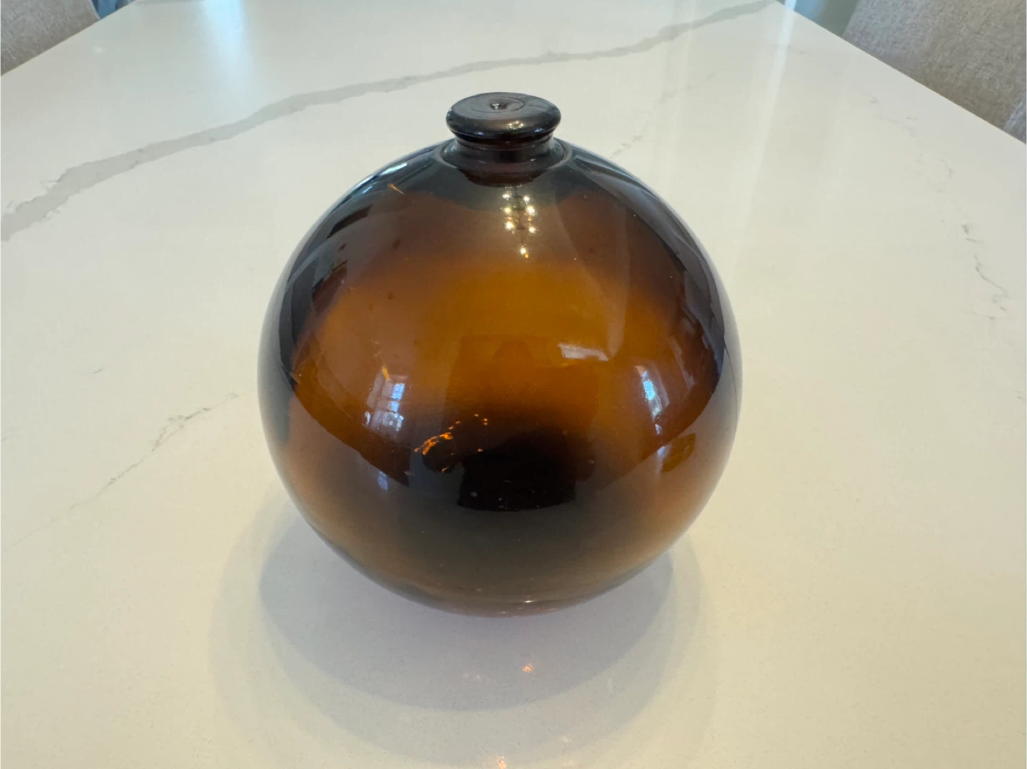 Vintage 6” Dark Amber Glass Fish Net Float Ball