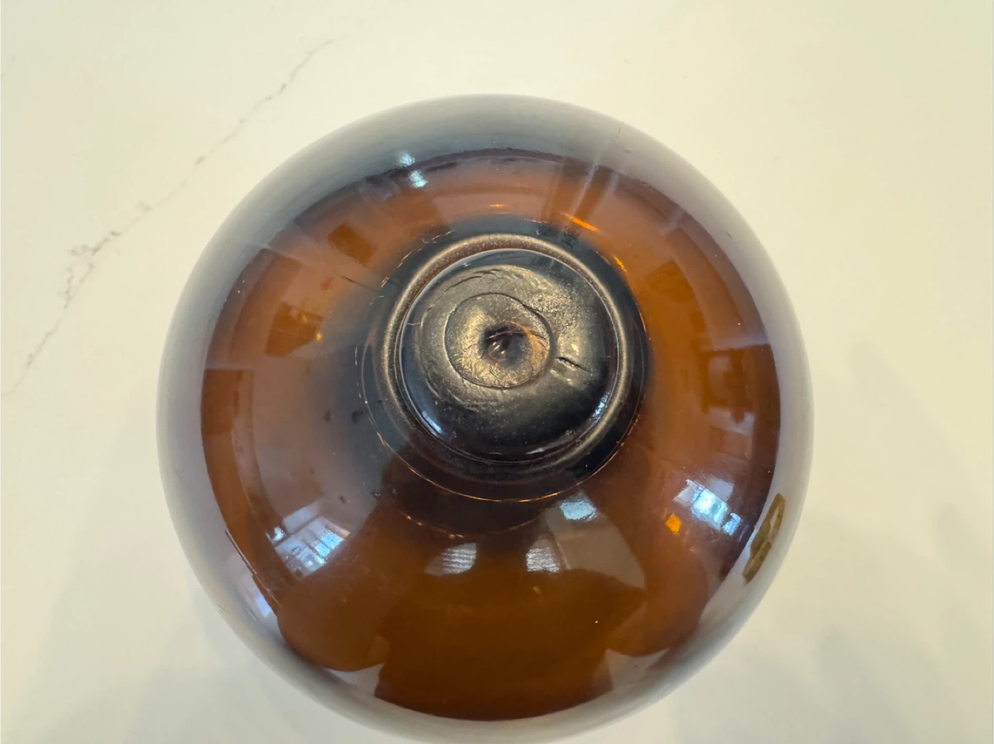 Vintage 6” Dark Amber Glass Fish Net Float Ball - photo 3
