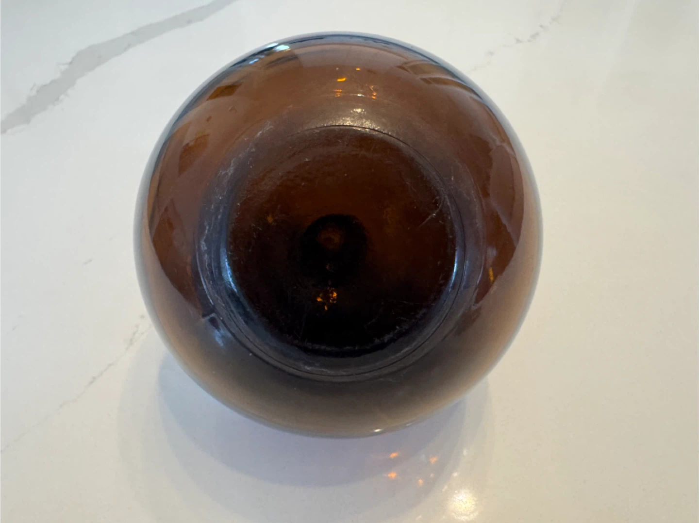 Vintage 6” Dark Amber Glass Fish Net Float Ball - photo 5