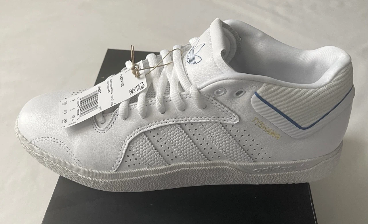 adidas Tyshawn White Blue Gold Leather Skateboarding Sneaker - photo 4