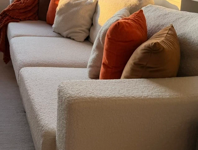 Beige Sofa with Square Arms