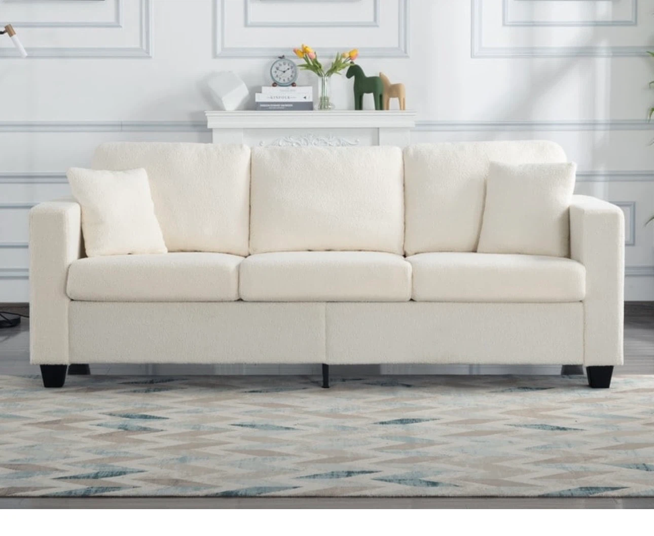Beige Sofa with Square Arms - photo 3