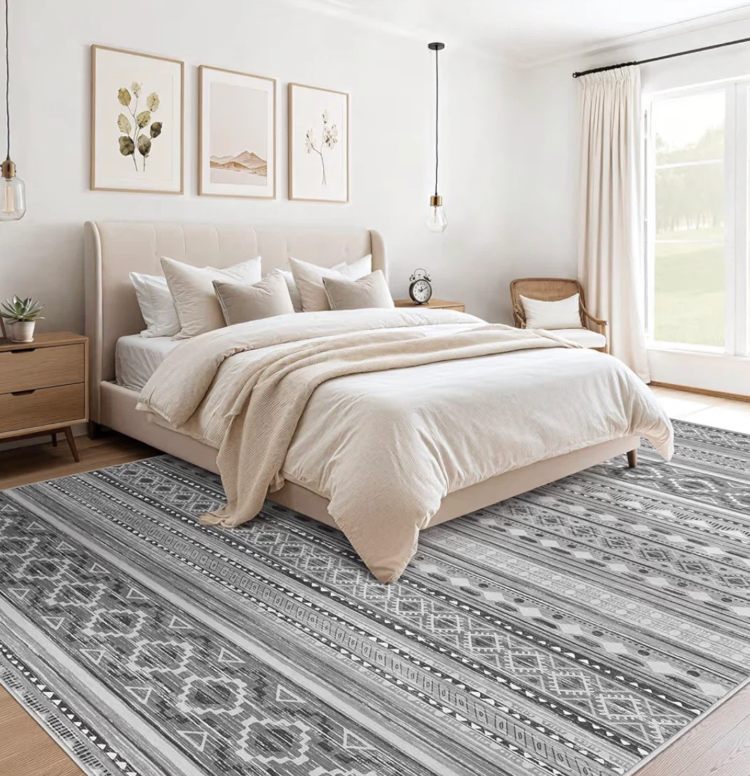 Boho Tribal Pattern Area Rug 7x5 ft- Grey & White - photo 4