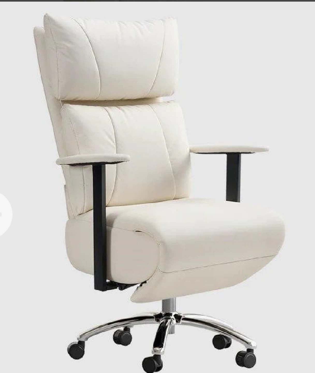 Cream Faux Leather Office Chair