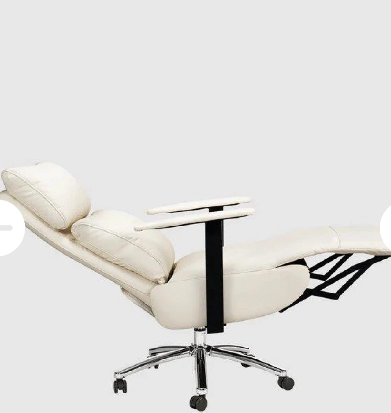Cream Faux Leather Office Chair - photo 3