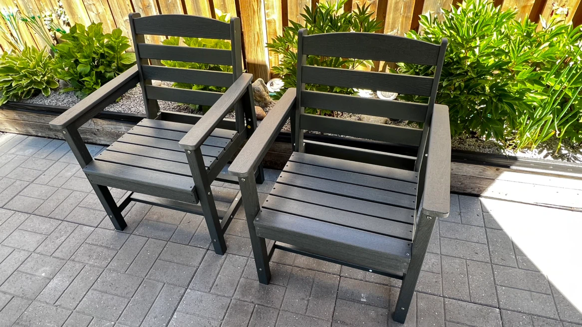 Set of 4 Dark Grey Outdoor Chairs