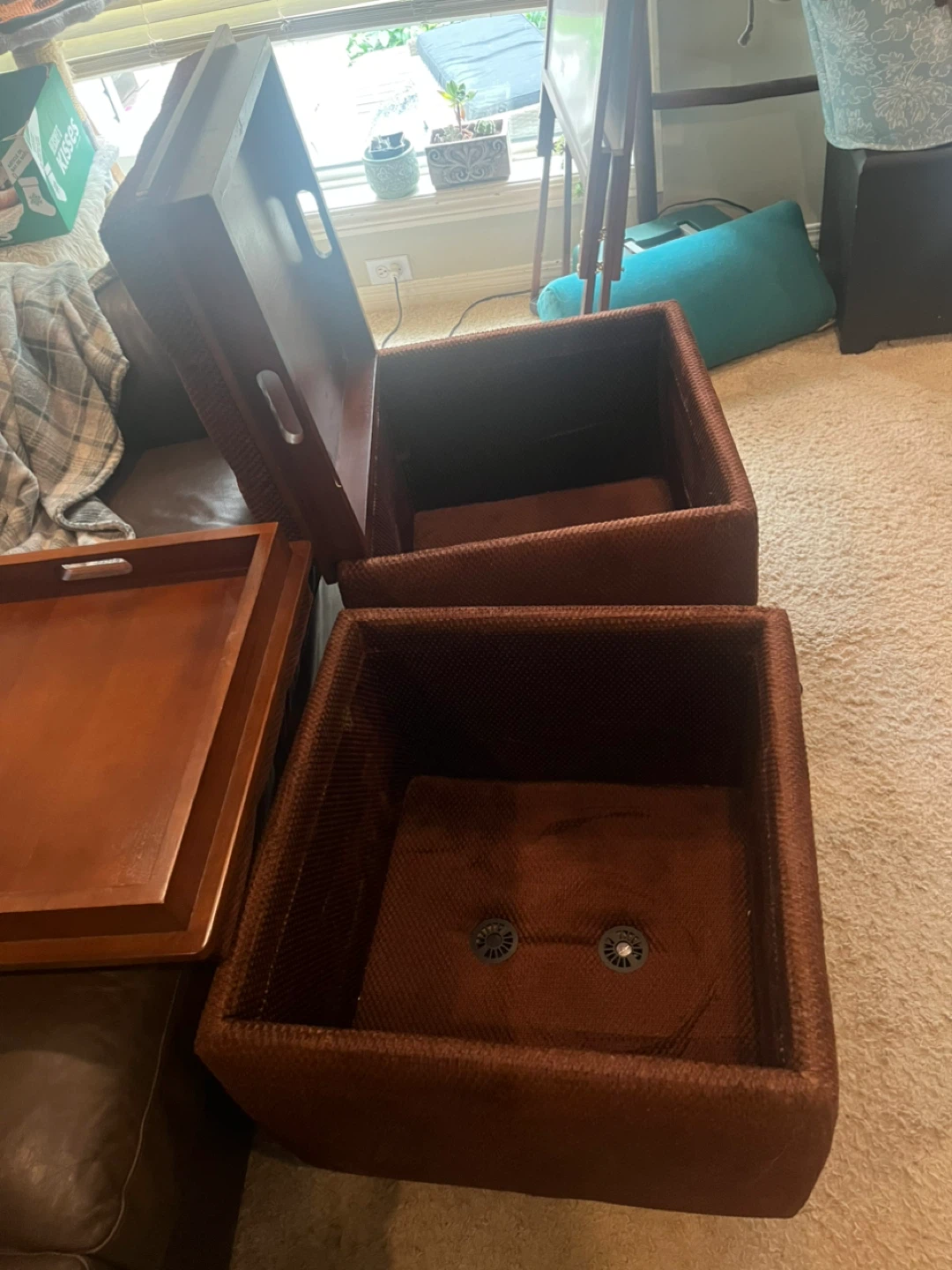 Set of 2 Ottoman Storage Cubes with Trays - photo 3