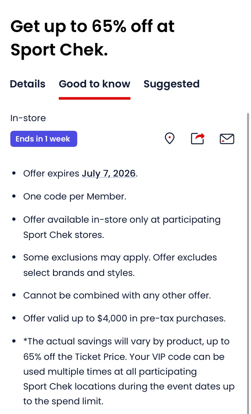 Free! Sports Chek 65% off code - photo 2