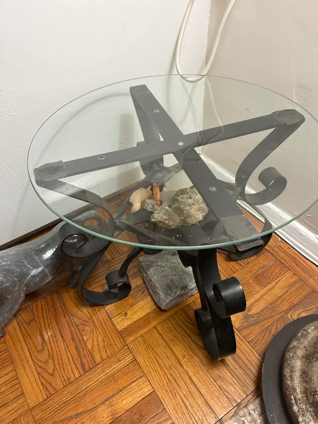 Round Glass Top End Table