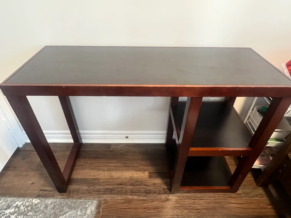 Espresso Brown Desk / Study Table with Built-In Shelves