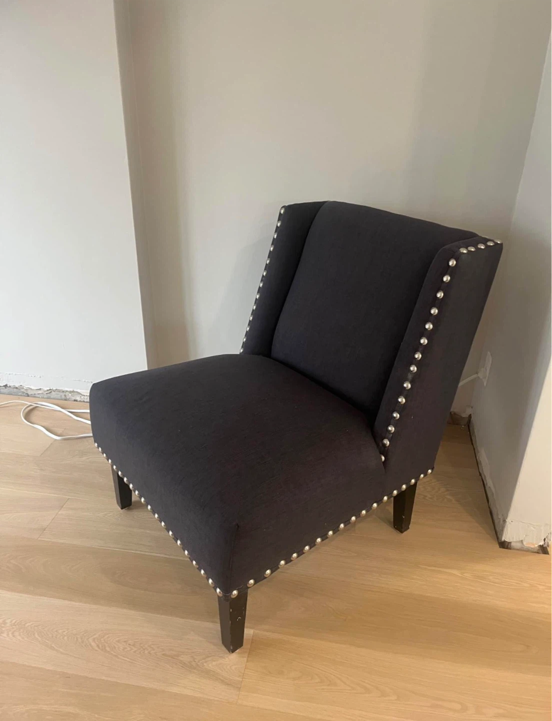 Dark Grey Accent Chair with Nailhead Trim - photo 2