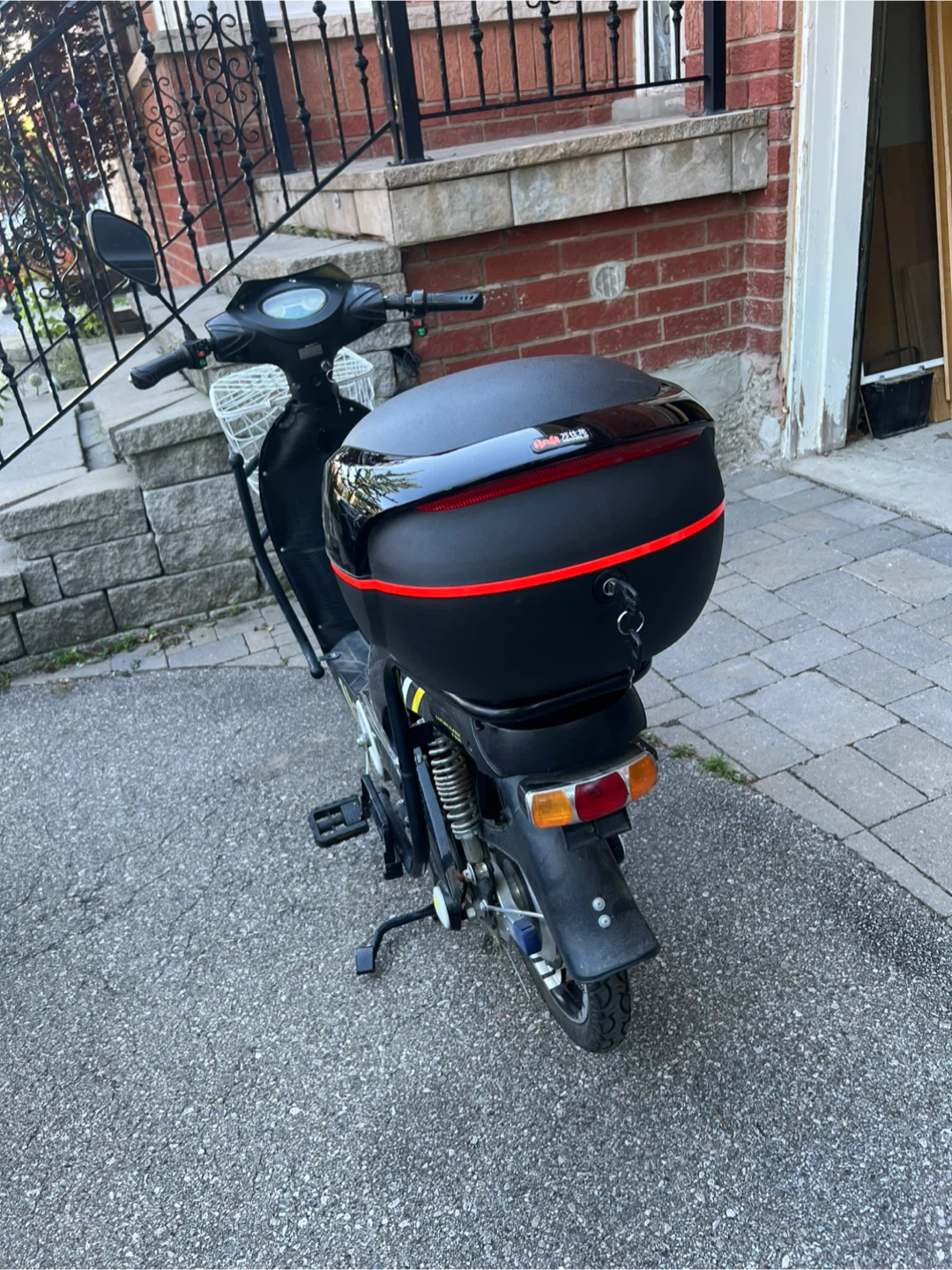 Blue Electric Scooter with Basket and Storage Box - photo 2