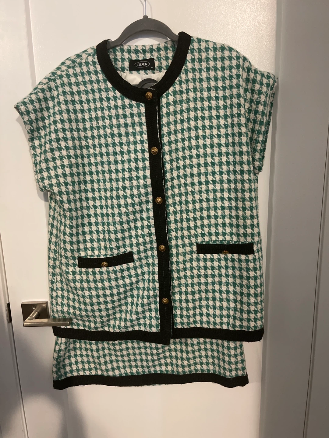 Cider Houndstooth Mini Skirt and vest Set