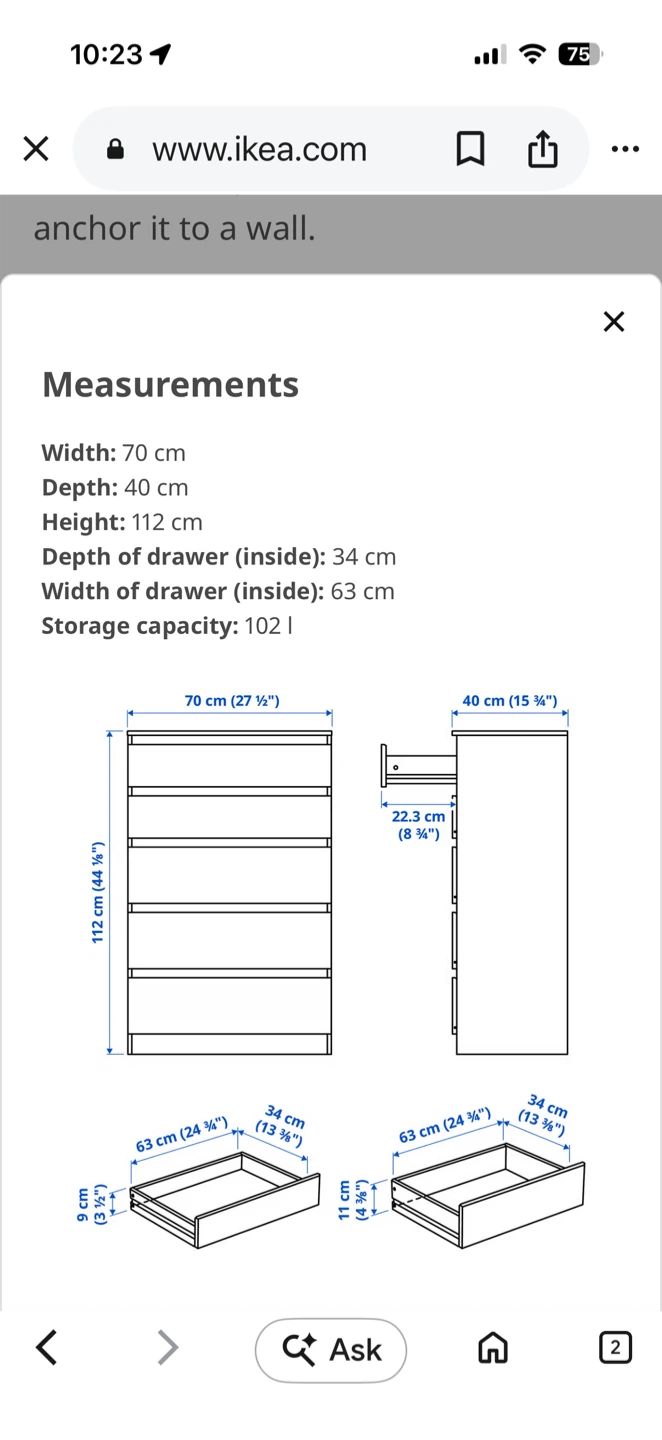 IKEA 5 drawer DRESSER - photo 3