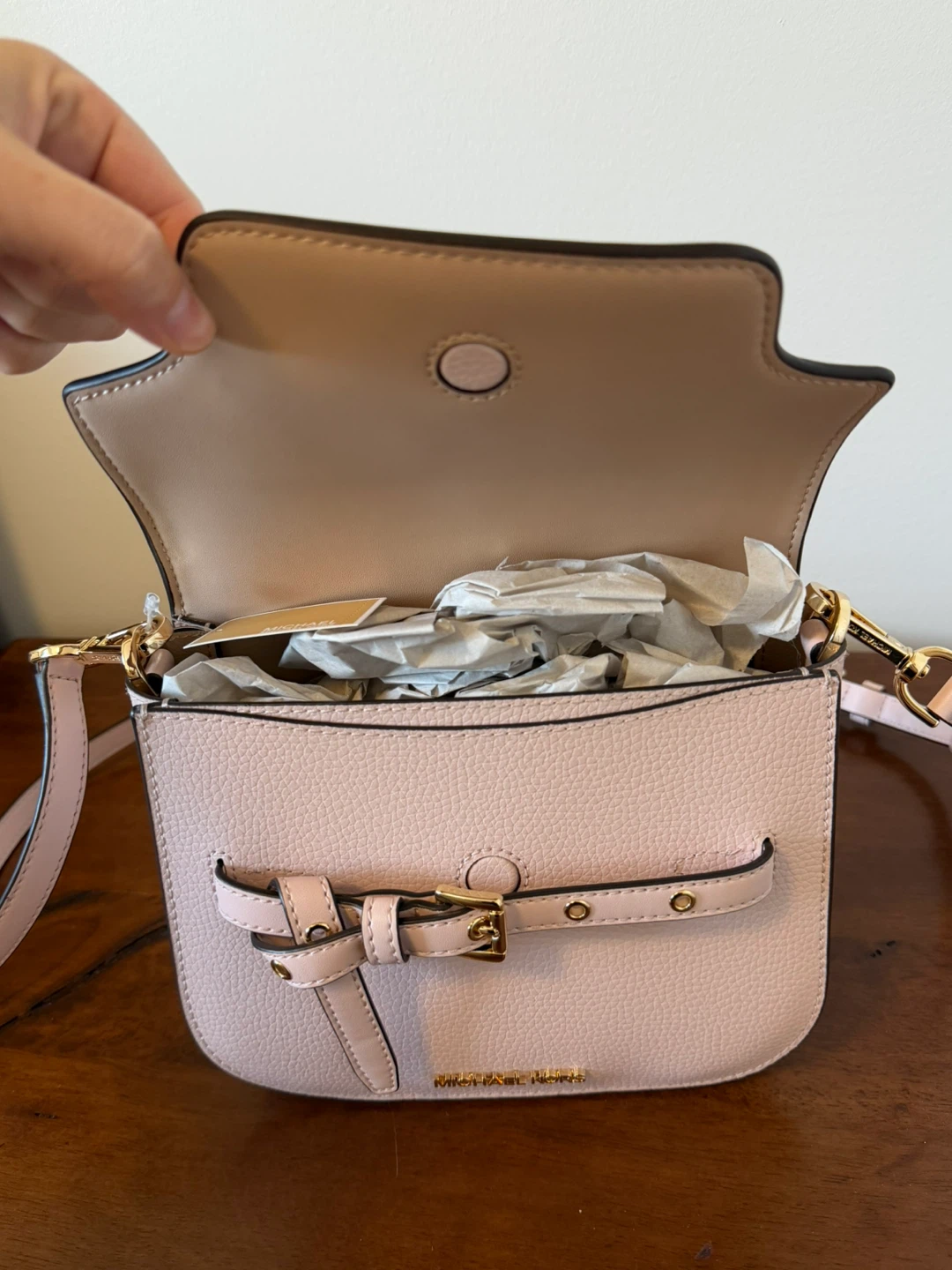 NWT Michael Kors Blush Pink Leather Emilia Crossbody Bag - photo 5