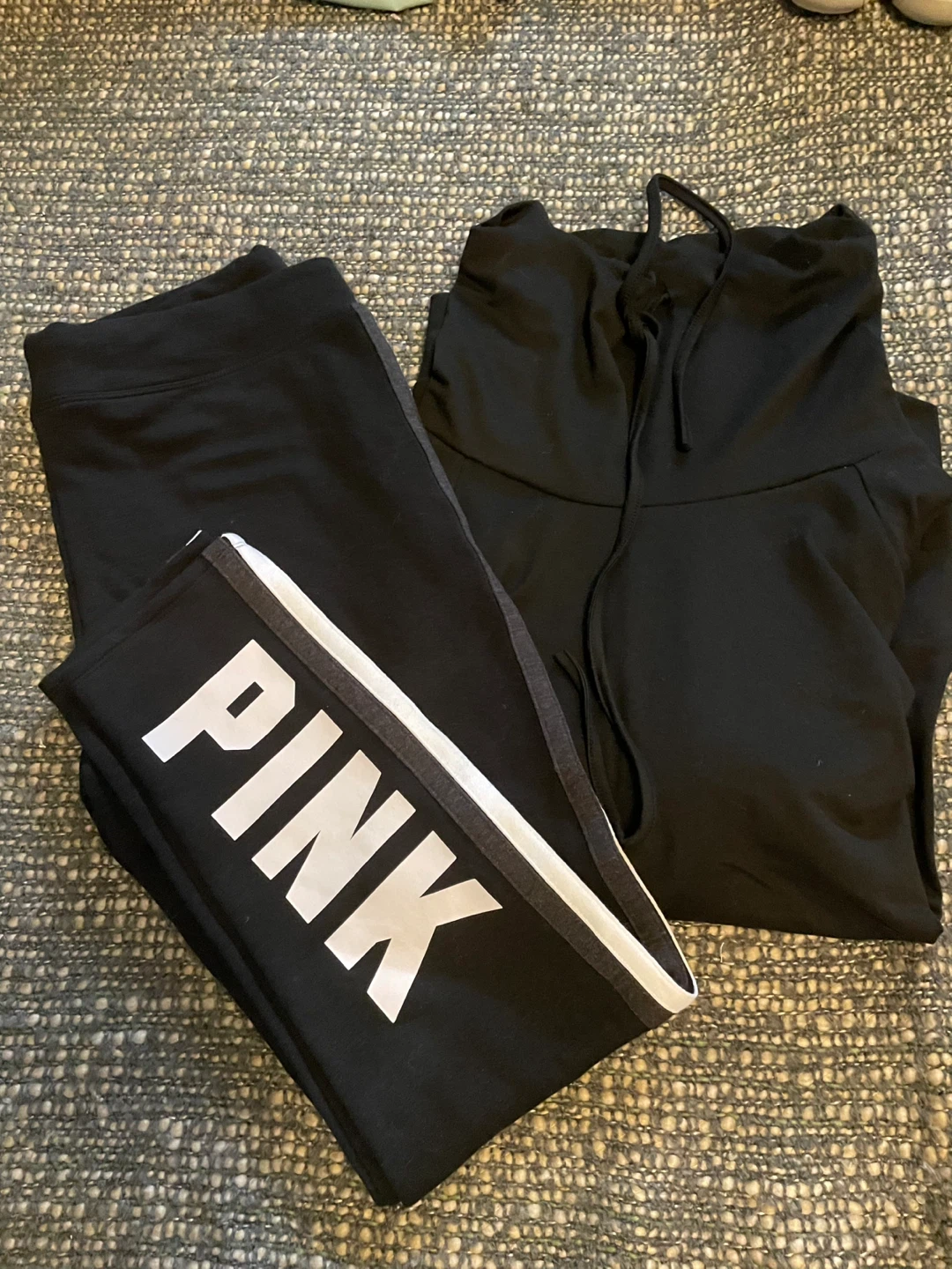 PINK Victoria's Secret Black Hoodie and Leggings Set