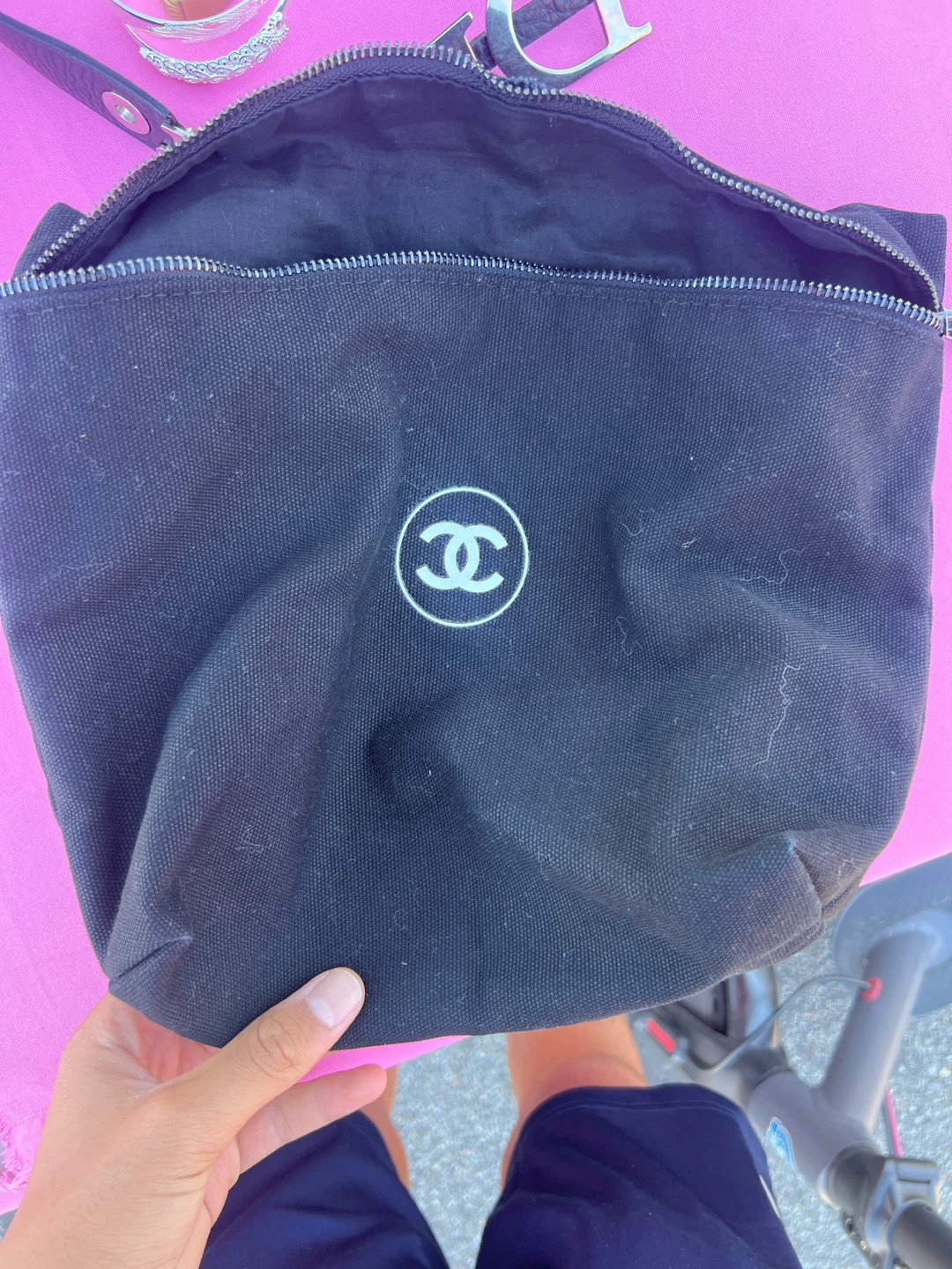 Chanel Black Canvas Cosmetic Bag