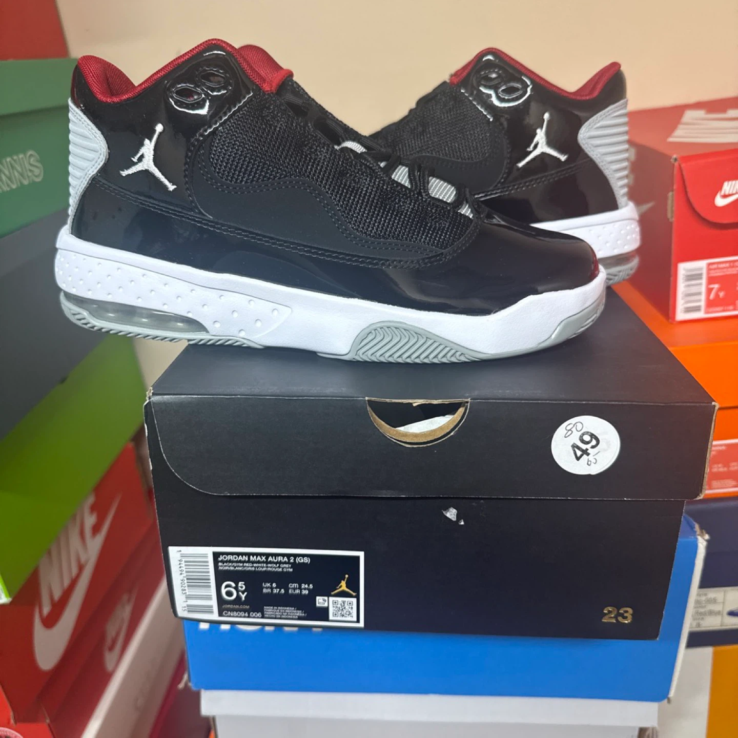 Jordan Max Aura 2 (GS) Black Red Shoes