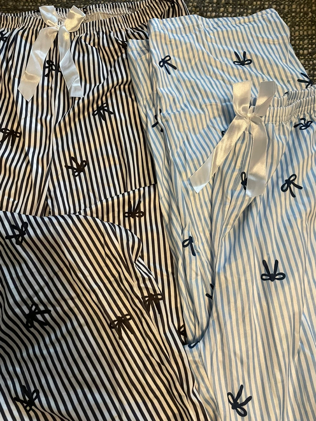 Pants Set - Black & White and Blue & White Stripes