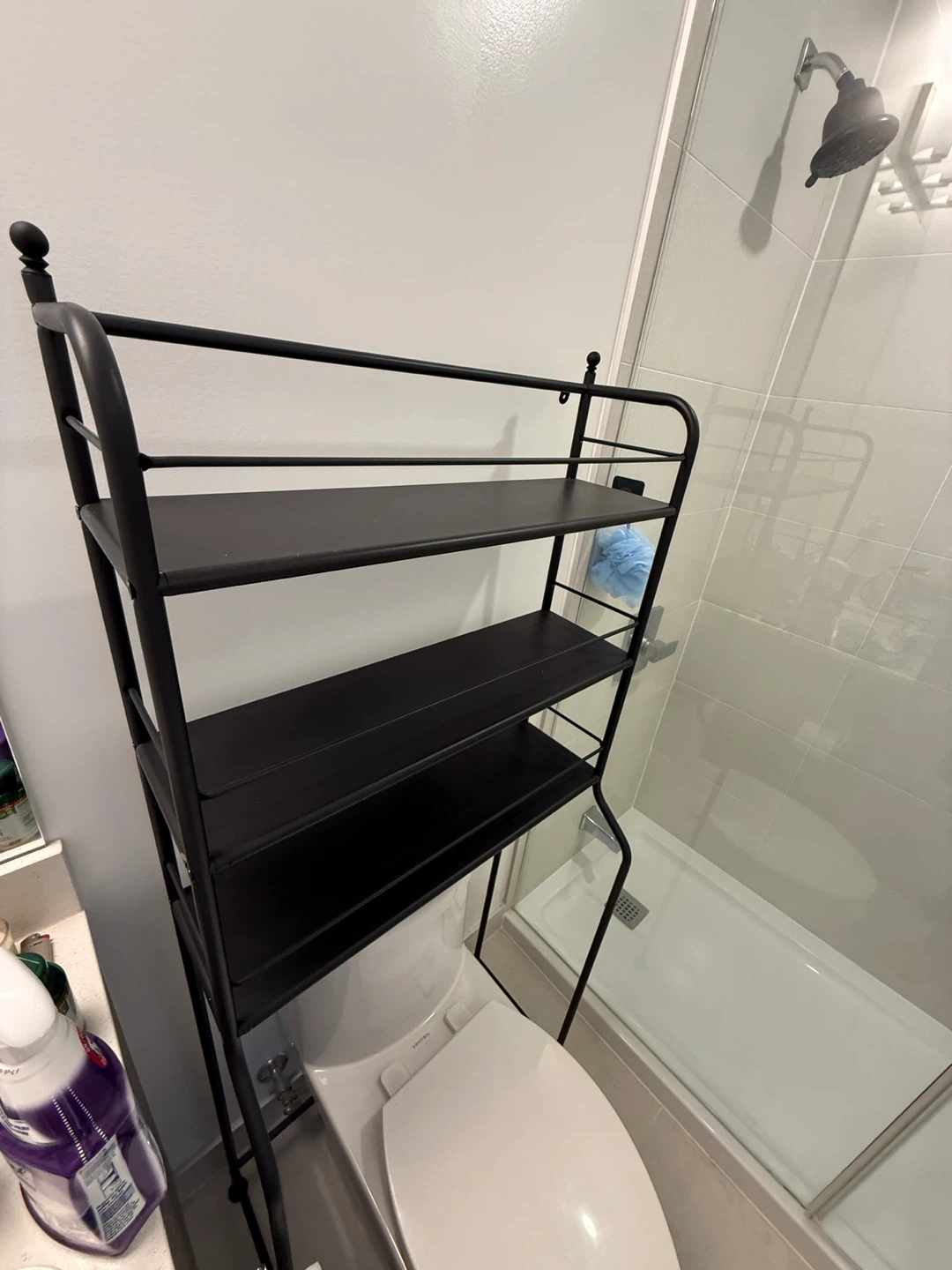 Frojson Black Metal Over-the-Toilet Shelf Unit