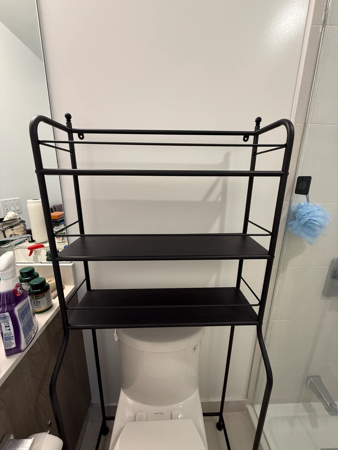Frojson Black Metal Over-the-Toilet Shelf Unit - photo 2