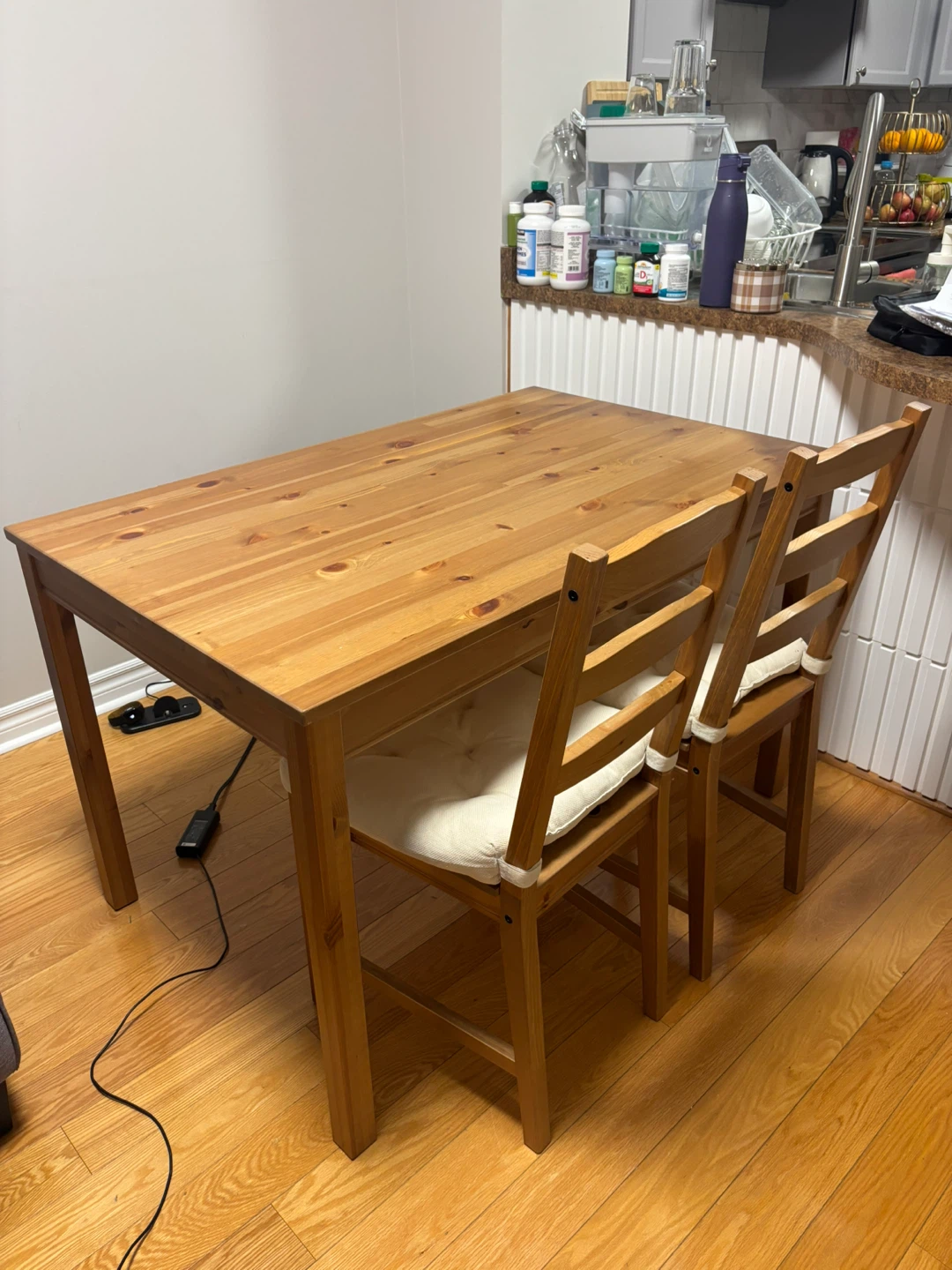 IKEA Wooden Dining Table Set with 4 Chairs