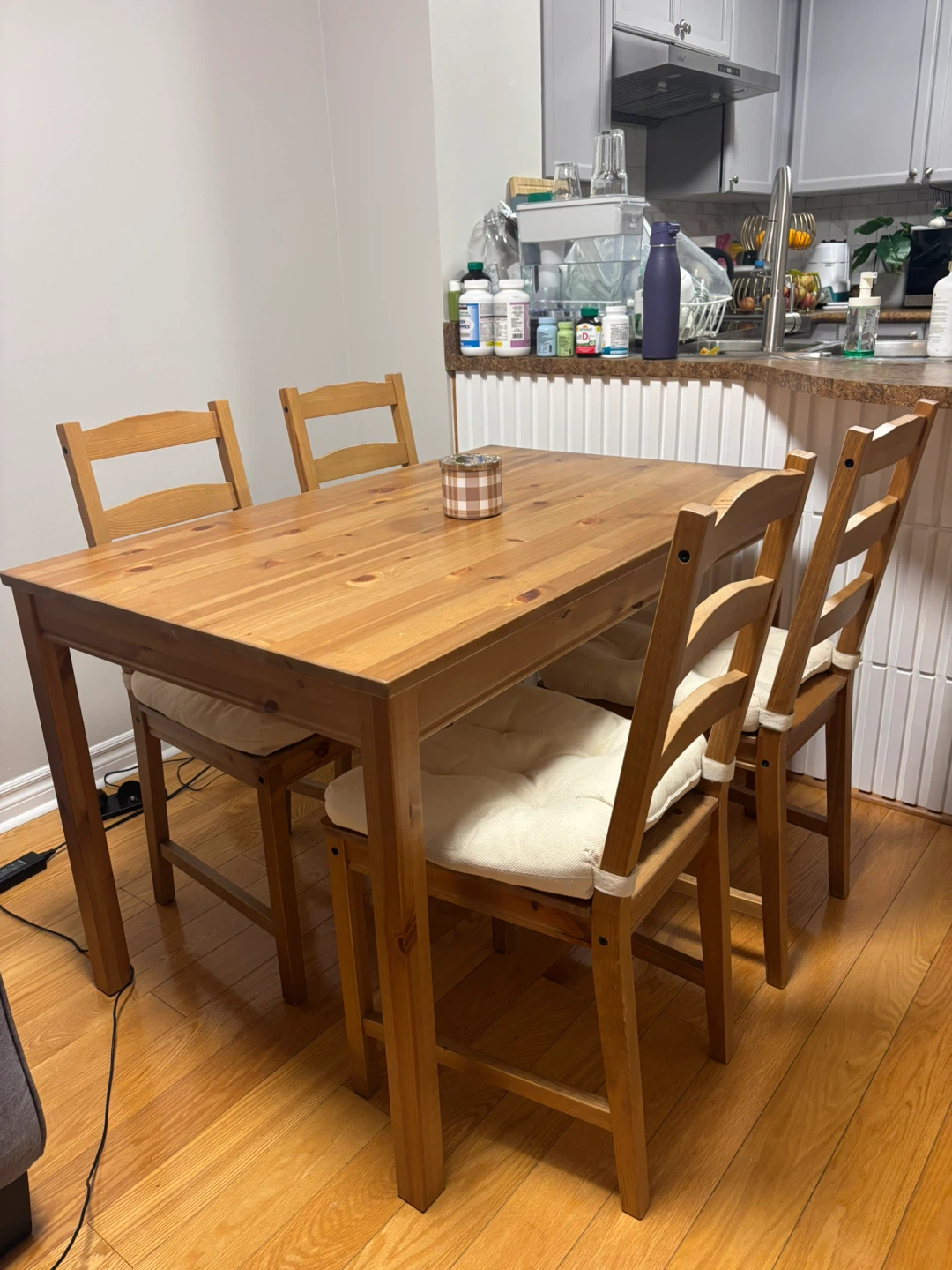 IKEA Wooden Dining Table Set with 4 Chairs - photo 2
