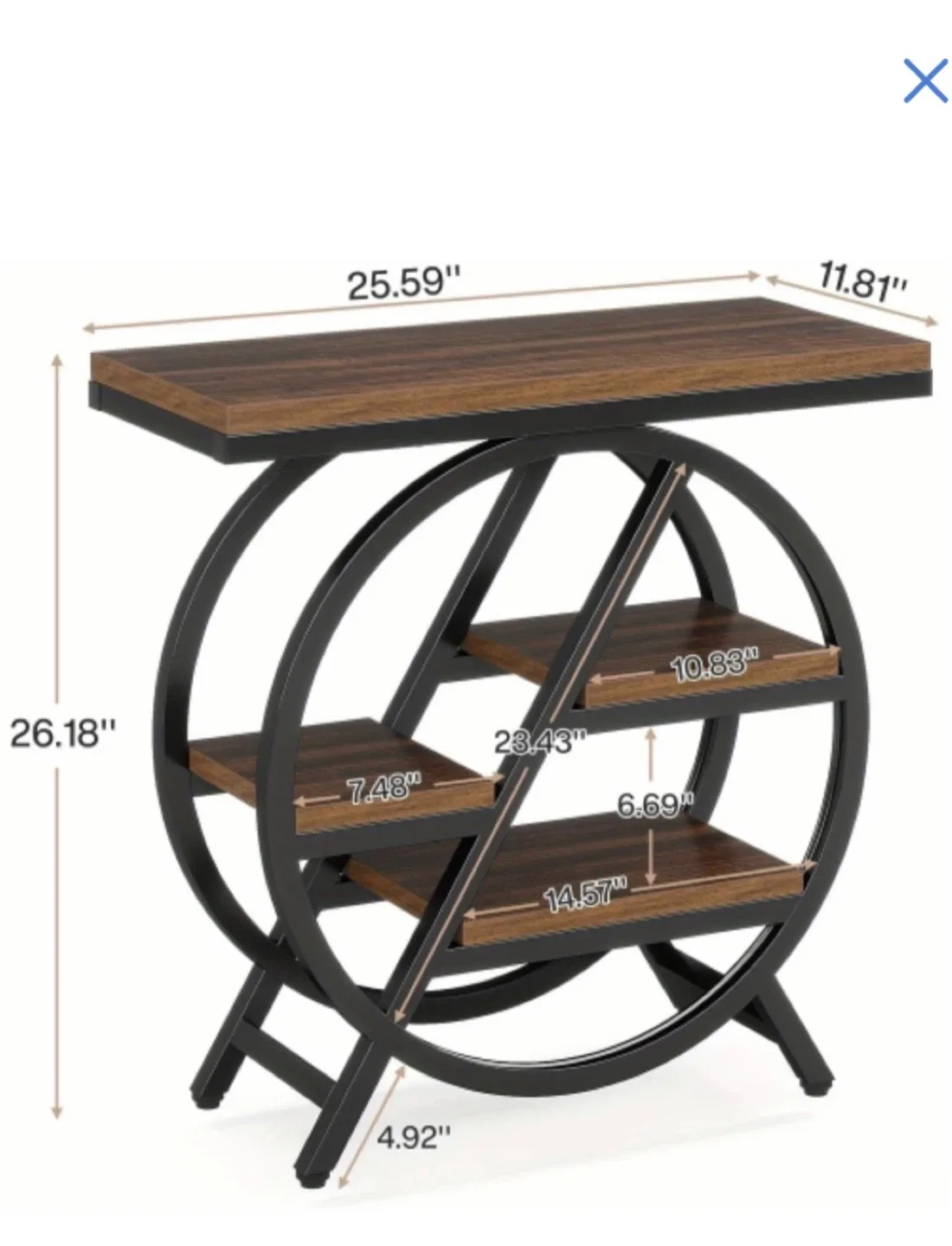 Brand new Round Metal Frame Side Table with Shelves - photo 4