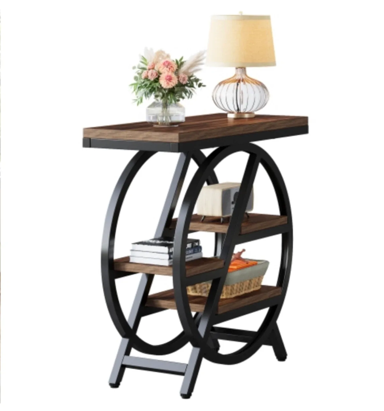 Brand new Round Metal Frame Side Table with Shelves - photo 2