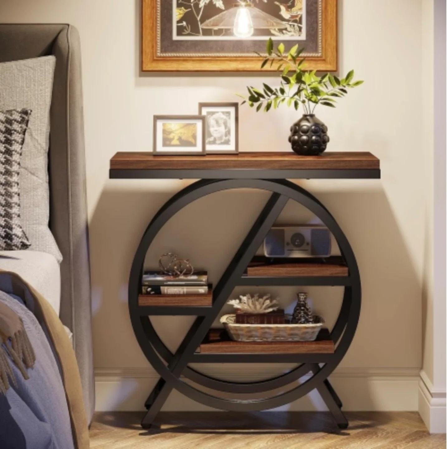 Brand new Round Metal Frame Side Table with Shelves - photo 5