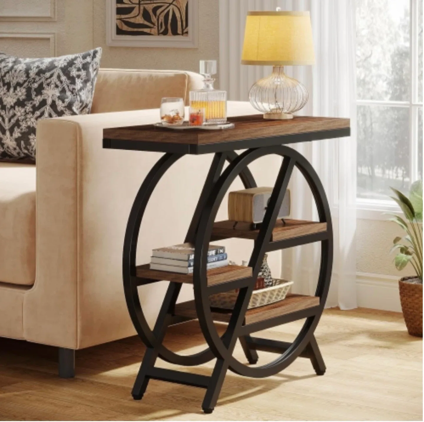 Brand new Round Metal Frame Side Table with Shelves - photo 3