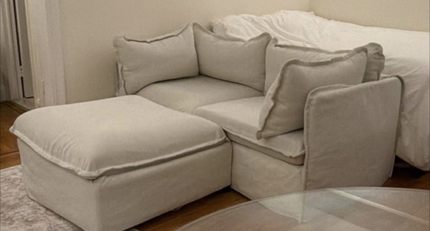 Cream Sofa with Ottoman & Extra Covers - Pick up 6/28