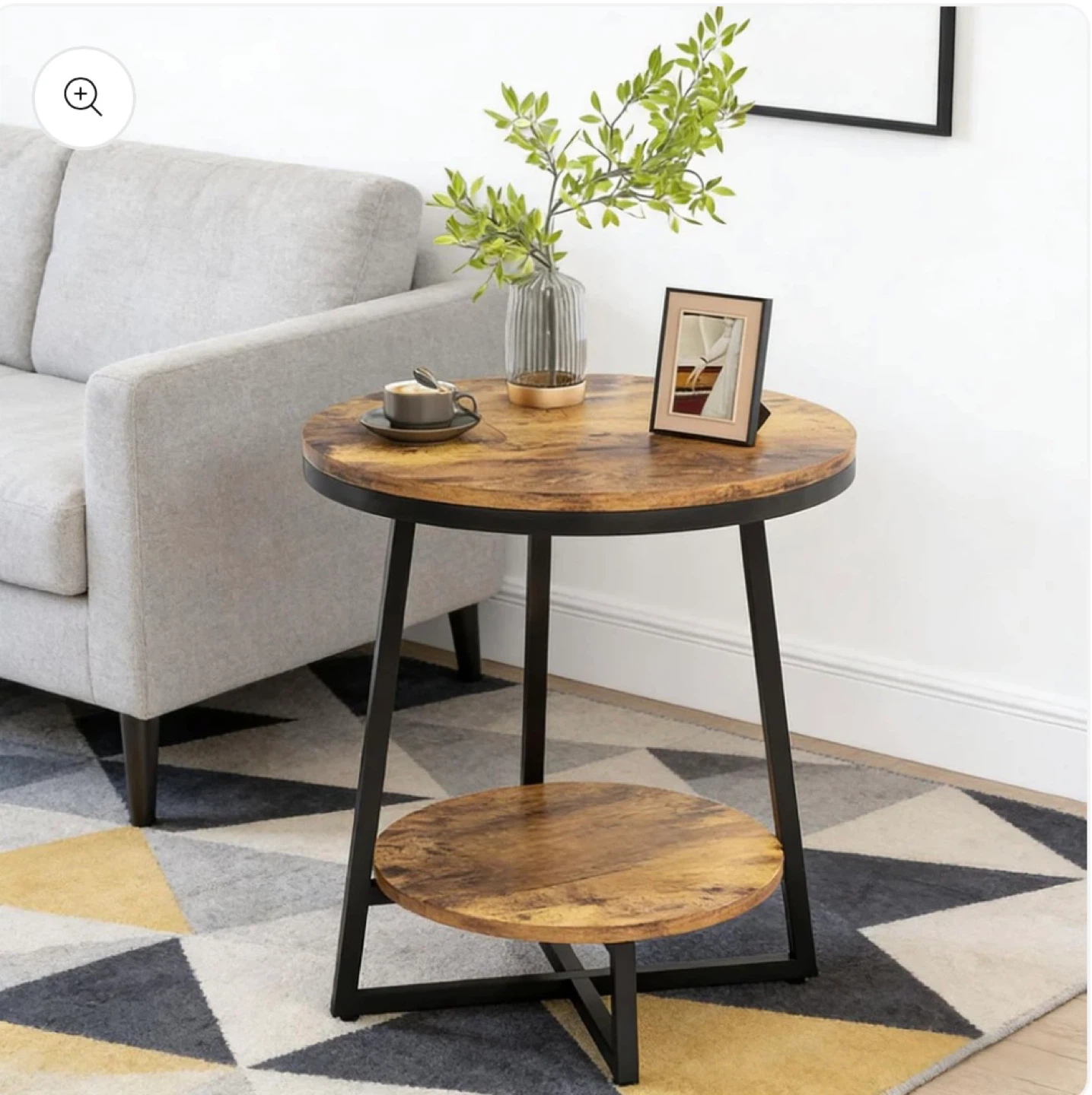 Brand new -Rustic 2-Tier Round End Table delivery available